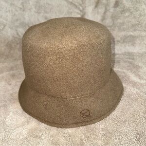 Laulhere France Poseidon Taupe 100% Wool Cloche Bucket Hat Made in France Luxury